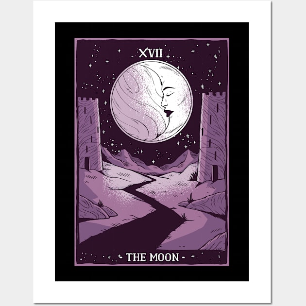 Tarot Card - The Moon - Occult Gothic Halloween Wall Art by swissles